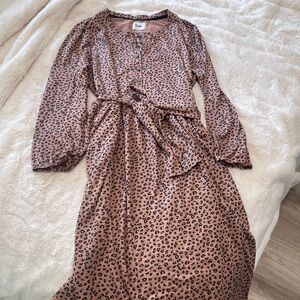 Leopard Print Long Sleeve Dress